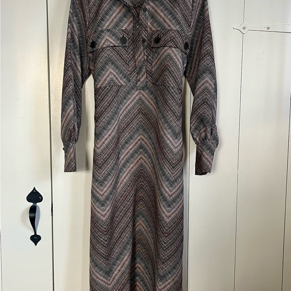 Y2K Bohemian LA Maxi Dress with Collar & Cuffed Sleeves